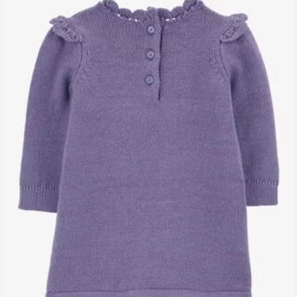 OshKosh Carters Purple French Terry Eyelet Knit Dress - 9 Months - Baby Formal - Picture 2 of 11